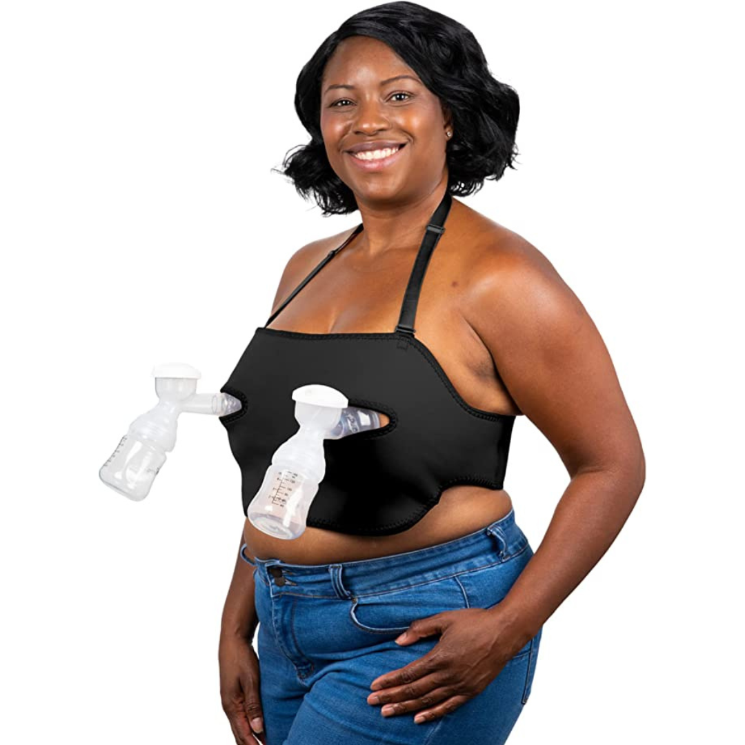 Lupantte Hands Free Pumping Bra, Comfortable Breast Pump Bra with Pads,  Adjustable Nursing Bra for Pumping