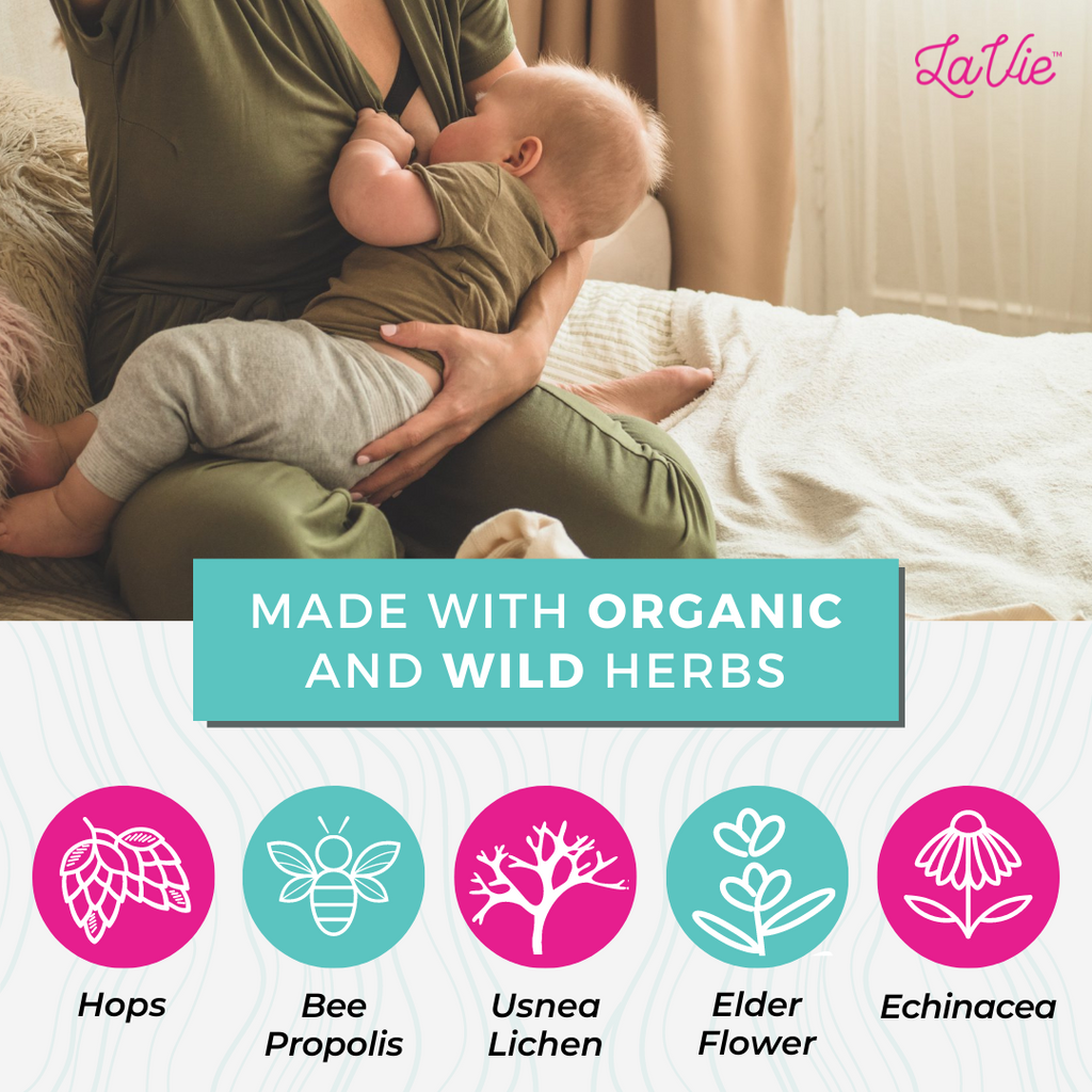 Lavie Duct Flow Breastfeeding Supplement is organic and made with wild herbs to improve breast milk supply