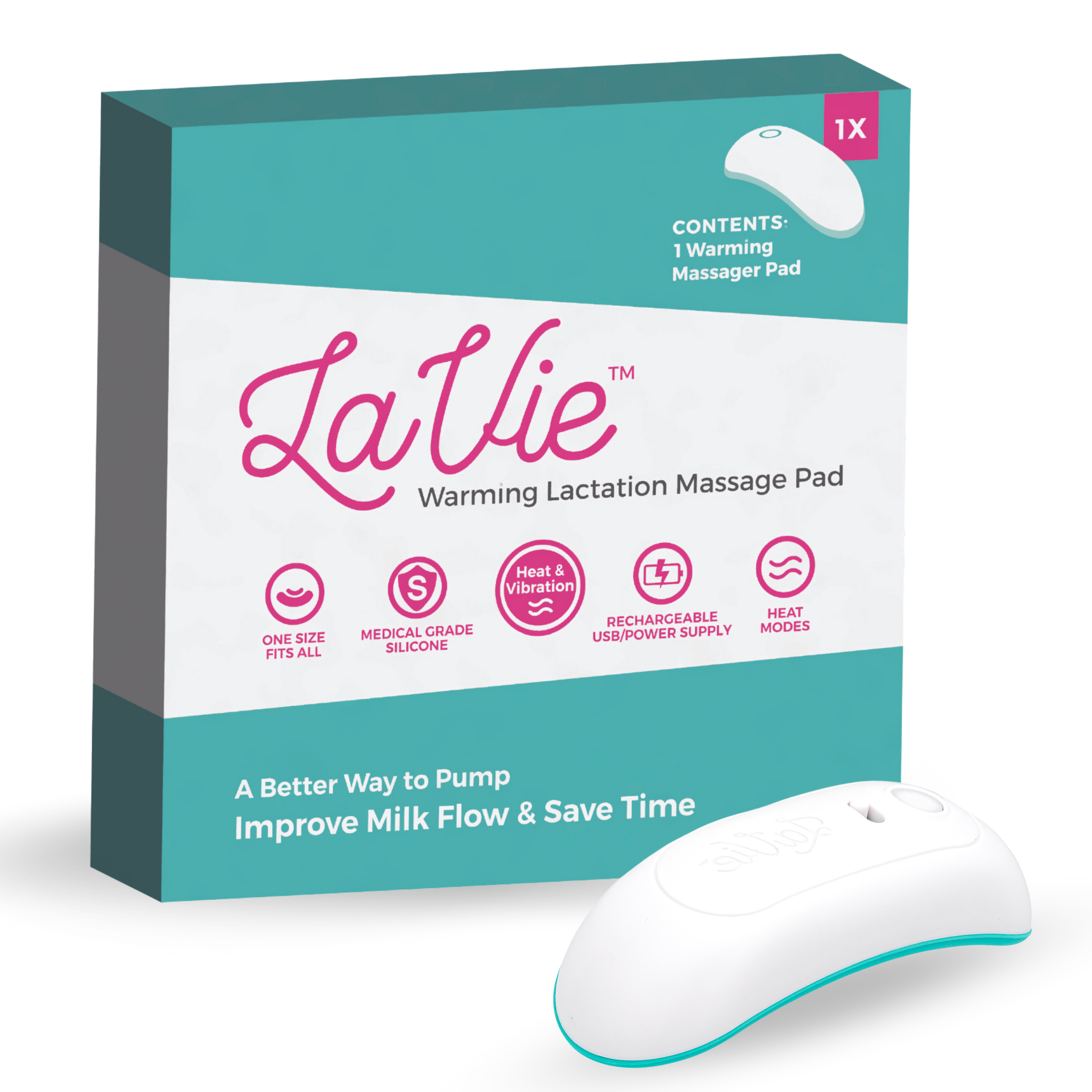 LaVie Warming Lactation Massage Pads, Teal