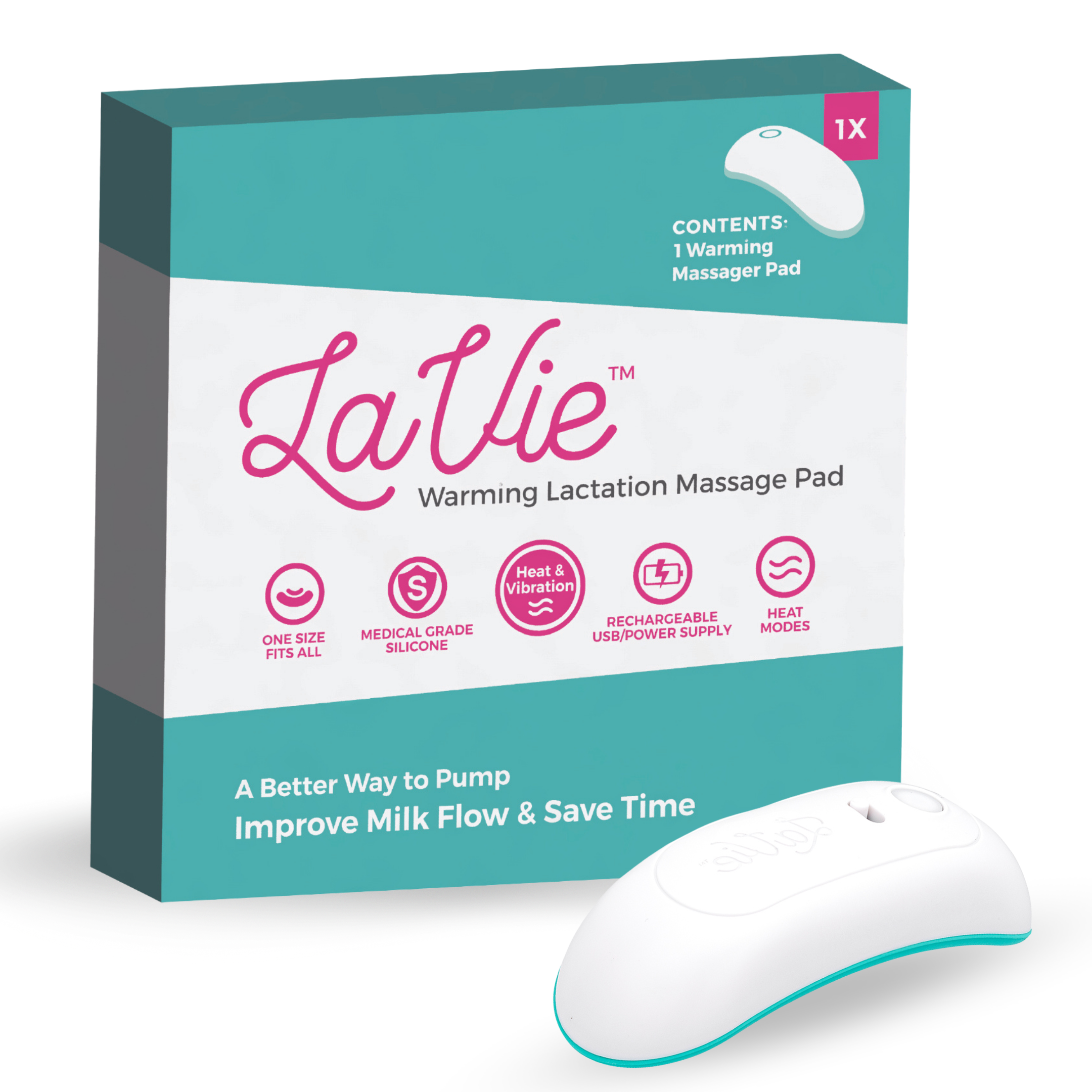 Teal Warming Lactation Massager Pad - 1 pack LaVie Mom Teal Warming Lactation Massager Pad - 1 pack LaVie Mom