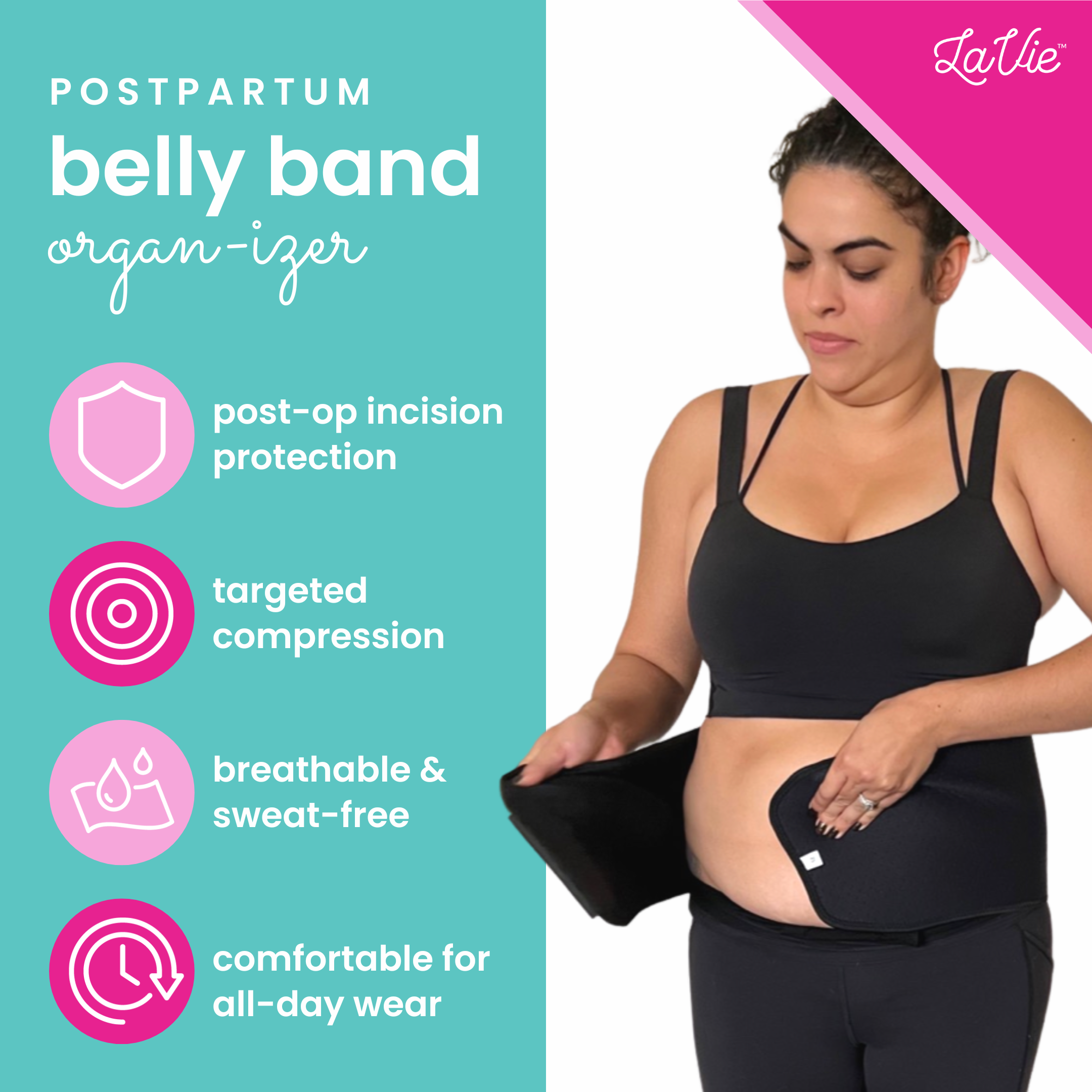 Lavie Postpartum Belly Band Abdominal Binder in Black – LaVie Mom